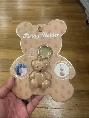 T.J.Maxx Beige Bear AirTag Holder Keychain